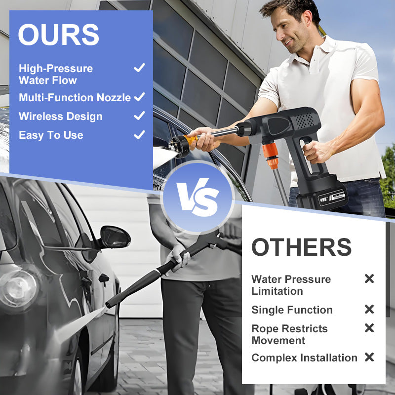 📢📢50% DE RÉDUCTION ! 💦🚗 Machine de Lavage de Voiture Portable – 30 BAR, Sans Fil & Polyvalente pour Auto, Vélo, Terrasse et Plus ! 🔋🌿