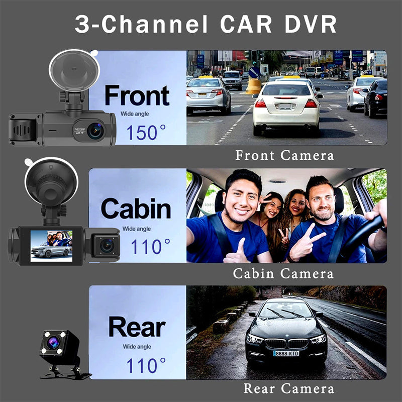 🔥50% de réduction ! 🚗 Enregistreur Vidéo Voiture 1080p Triple Caméra + Caméra de Recul