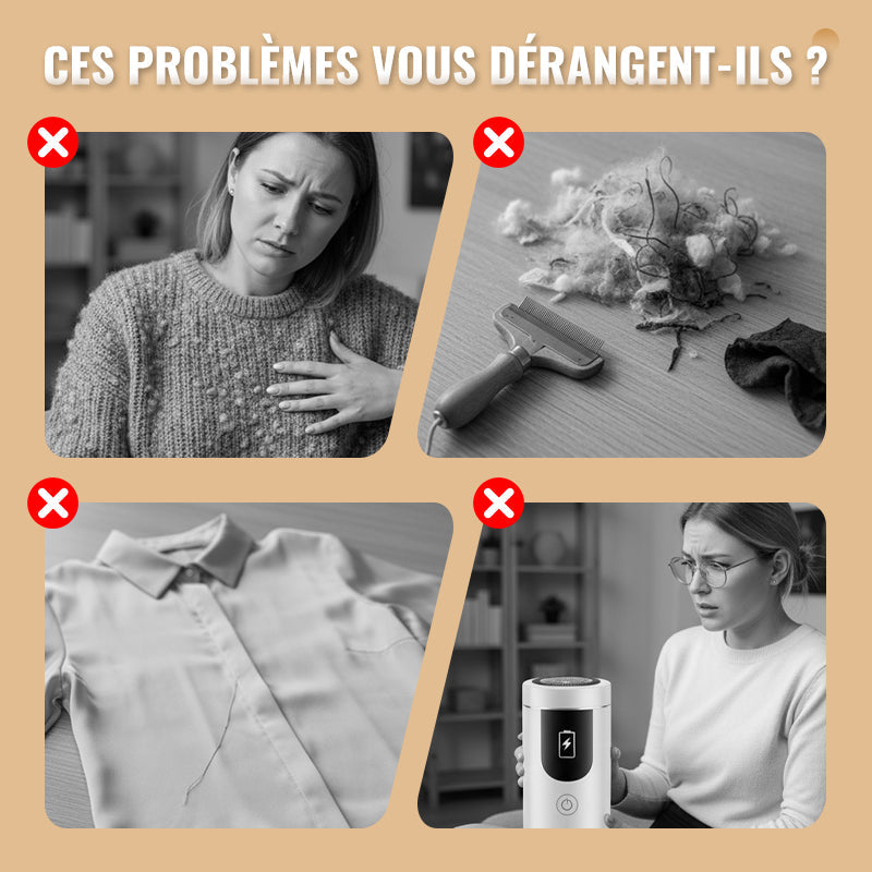 Rasoir anti-bouloches rechargeable avec écran LED