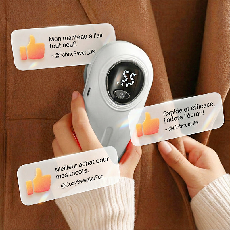 Rasoir anti-bouloches rechargeable avec écran LED