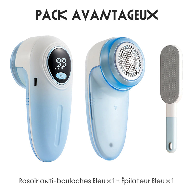 Rasoir anti-bouloches rechargeable avec écran LED