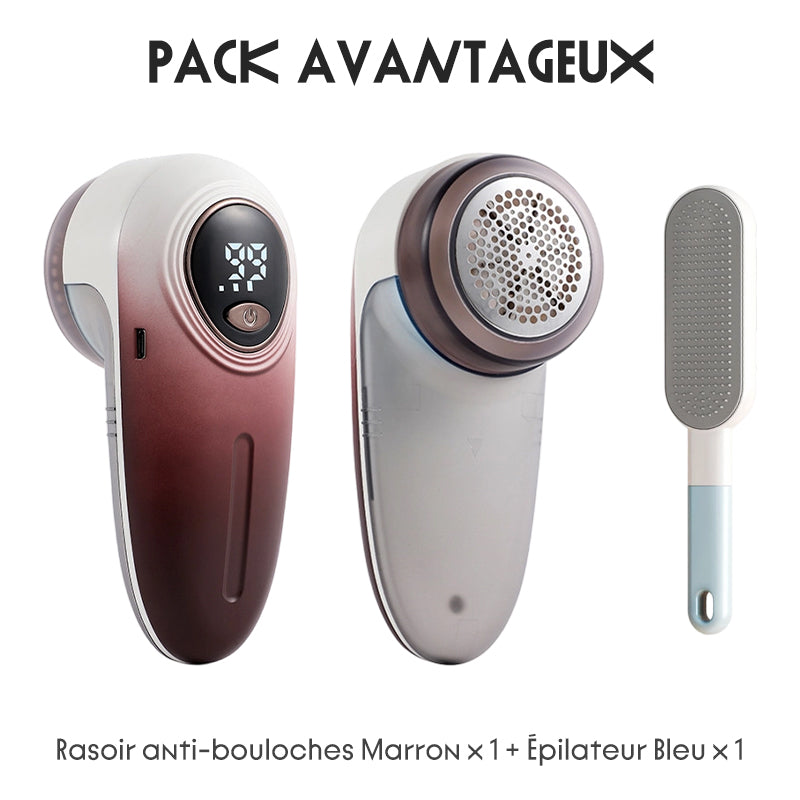 Rasoir anti-bouloches rechargeable avec écran LED