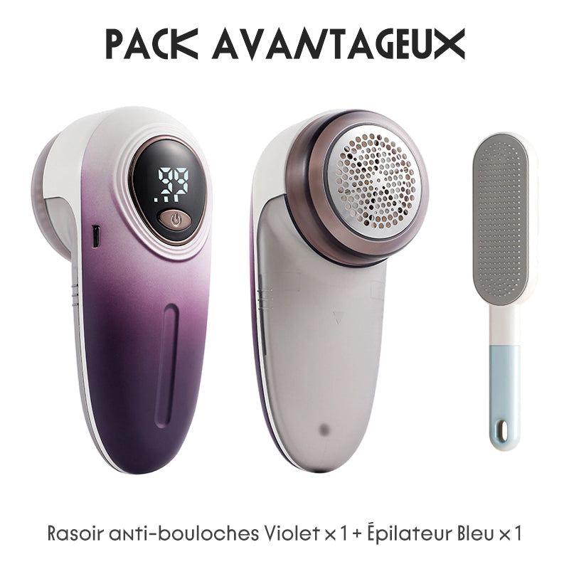 Rasoir anti-bouloches rechargeable avec écran LED