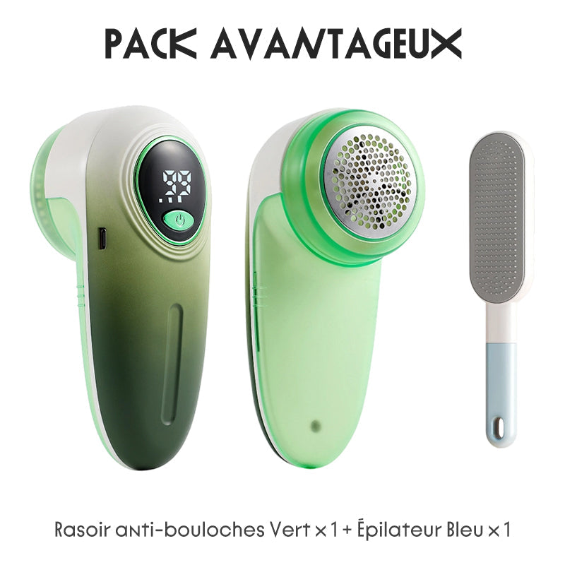 Rasoir anti-bouloches rechargeable avec écran LED