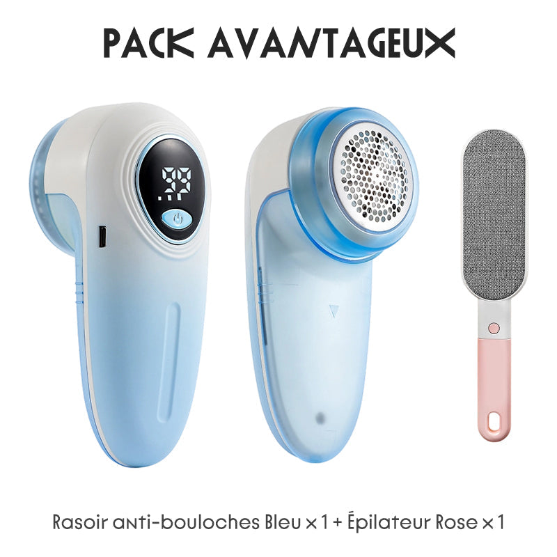 Rasoir anti-bouloches rechargeable avec écran LED