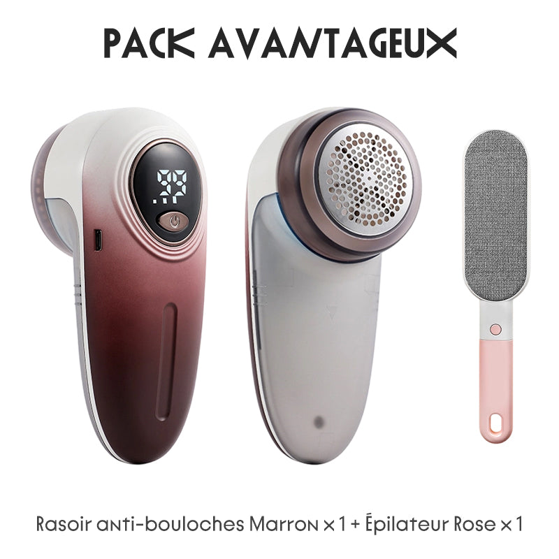 Rasoir anti-bouloches rechargeable avec écran LED
