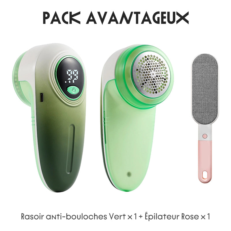 Rasoir anti-bouloches rechargeable avec écran LED
