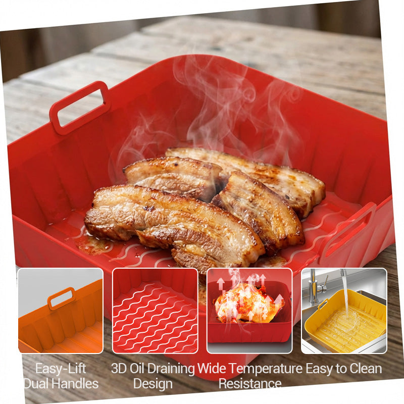 💎 PROMO FLASH : 50% DE RÉDUCTION ! Pot en Silicone Réutilisable pour Friteuse à Air – Fond Ondulé 3D, Qualité Alimentaire & -40°C à 230°C for Cuisson Saine 🍟✨