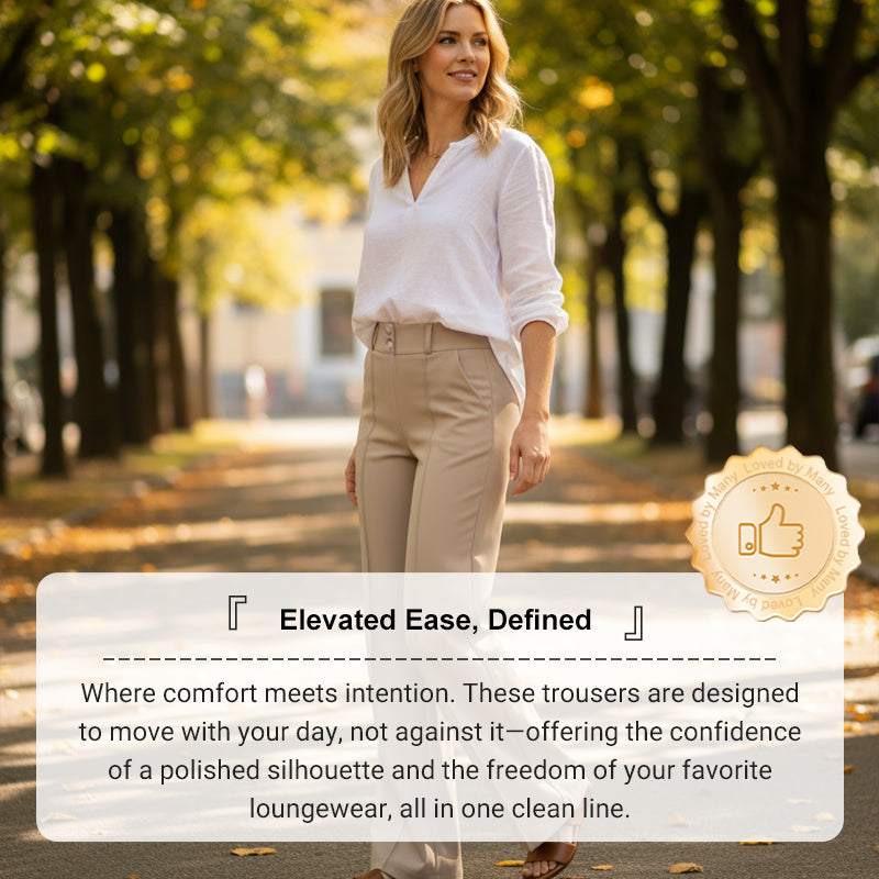 Pantalon taille haute à jambes larges uni pour femme