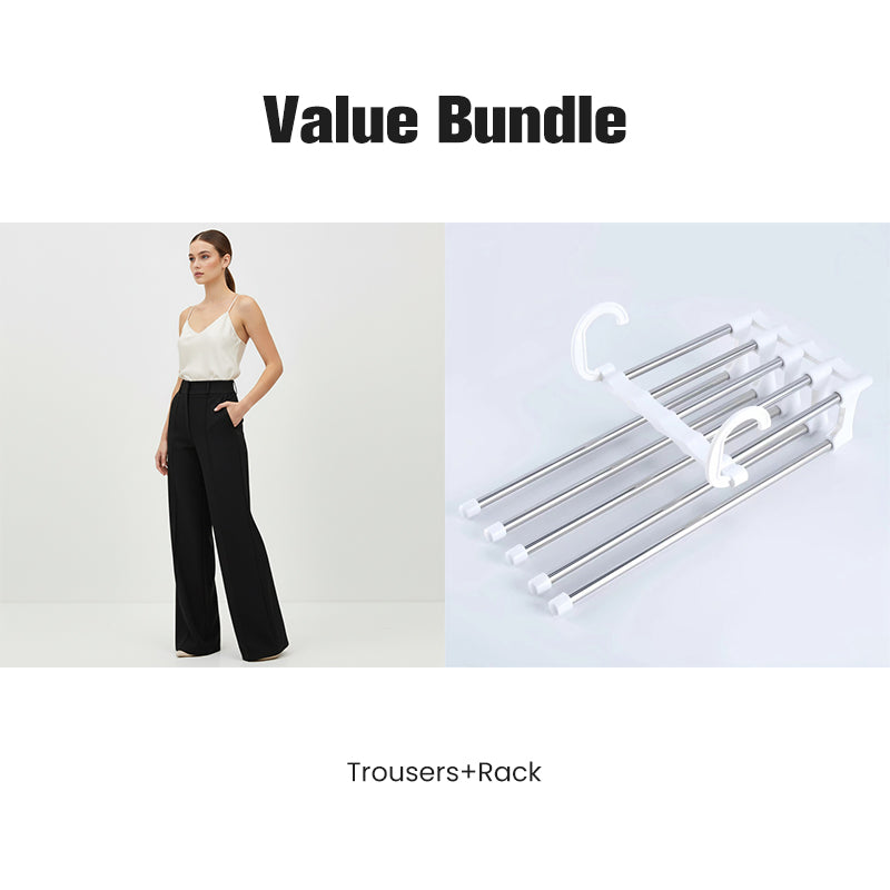 Pantalon taille haute à jambes larges uni pour femme