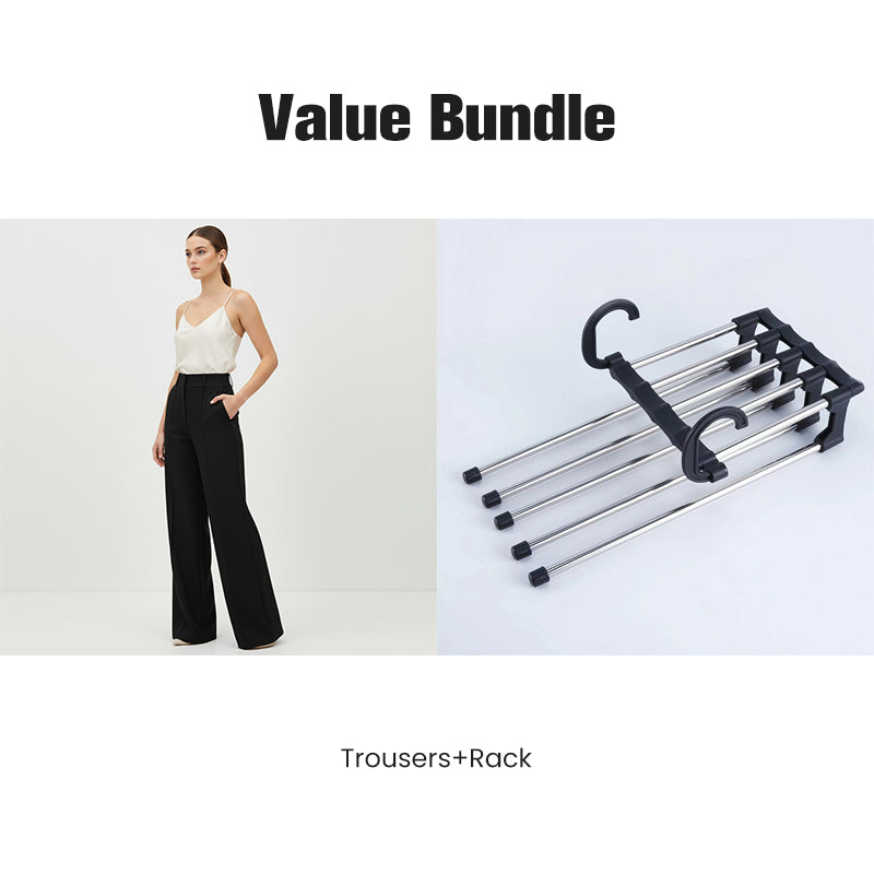 Pantalon taille haute à jambes larges uni pour femme