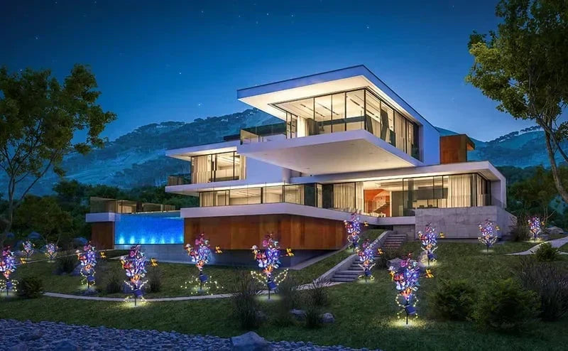 🦋Lumières solaires extérieures en forme de papillon💐