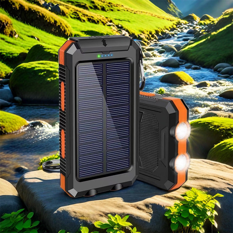 Batterie externe solaire 10000mAh, chargeur solaire avec double lampe LED, batterie externe pour voyage, camping #TOP PICKS