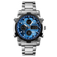 📢📢50% DE RÉDUCTION !! ⏰ Montre Analogique-Numérique Militaire habillée pour Hommes – 48mm, Multifonction & Bracelet en Acier Inoxydable ! 🕰️💪