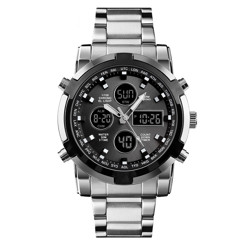 📢📢50% DE RÉDUCTION !! ⏰ Montre Analogique-Numérique Militaire habillée pour Hommes – 48mm, Multifonction & Bracelet en Acier Inoxydable ! 🕰️💪