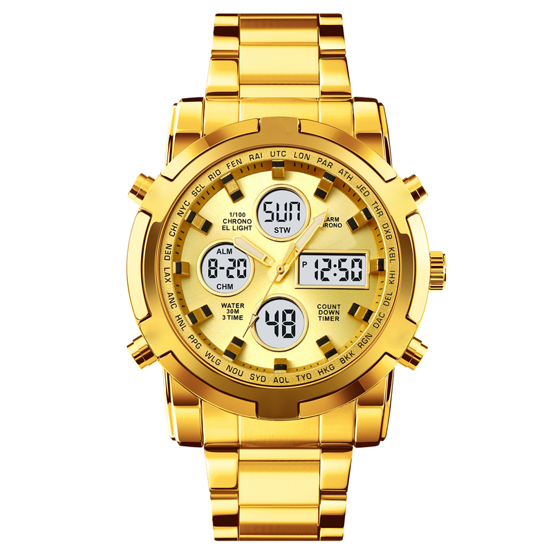 📢📢50% DE RÉDUCTION !! ⏰ Montre Analogique-Numérique Militaire habillée pour Hommes – 48mm, Multifonction & Bracelet en Acier Inoxydable ! 🕰️💪