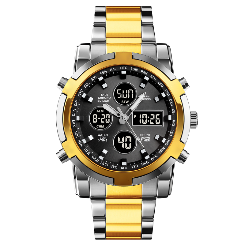 📢📢50% DE RÉDUCTION !! ⏰ Montre Analogique-Numérique Militaire habillée pour Hommes – 48mm, Multifonction & Bracelet en Acier Inoxydable ! 🕰️💪