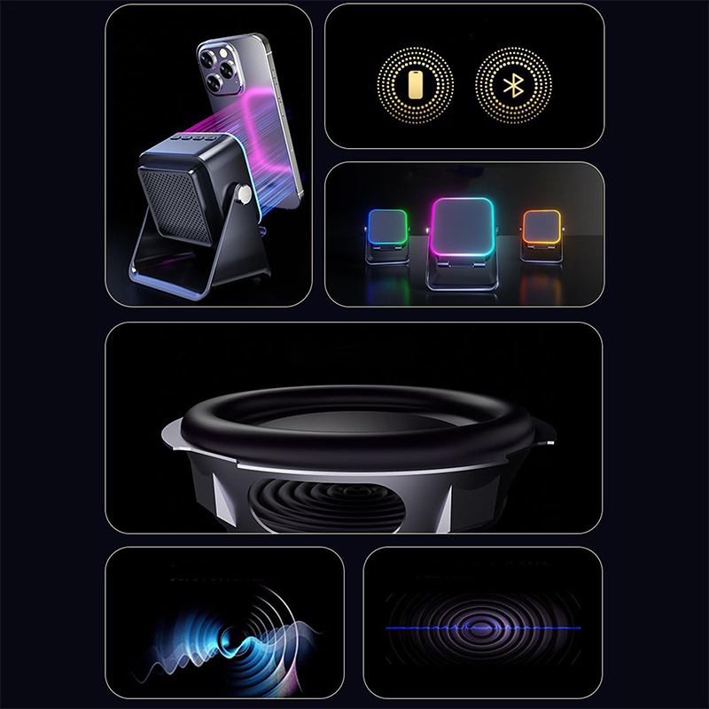 💎 50 % DE RÉDUCTION SUR LE SUPPORT D'ENCEINTE SANS FIL 5-EN-1 ! 💎 Audio par induction, support pour téléphone et éclairage d'ambiance