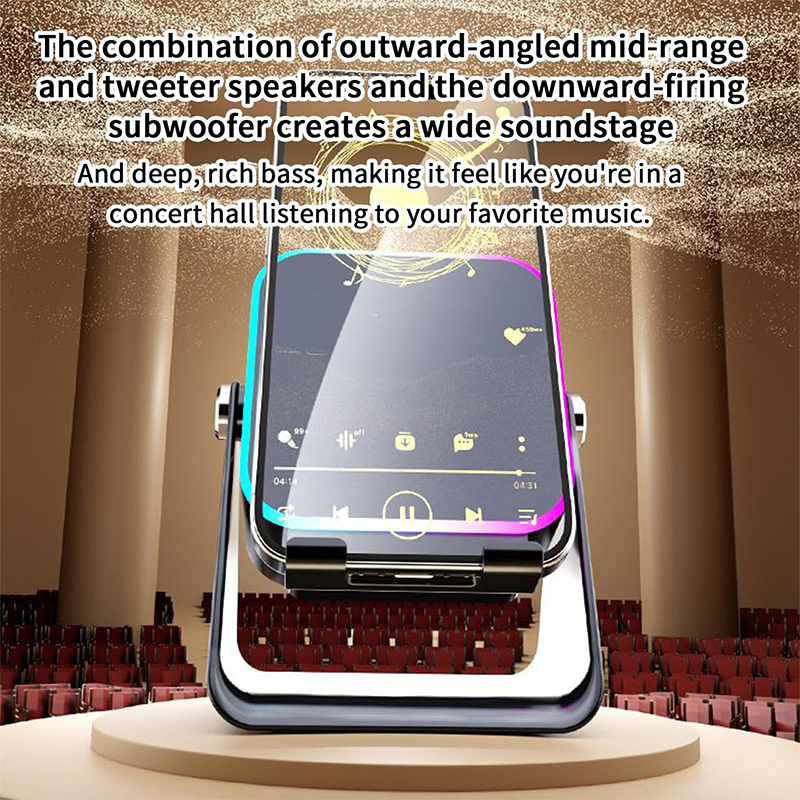 💎 50 % DE RÉDUCTION SUR LE SUPPORT D'ENCEINTE SANS FIL 5-EN-1 ! 💎 Audio par induction, support pour téléphone et éclairage d'ambiance