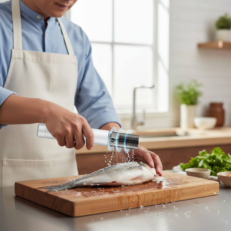 🐟⚡ Écailleur à Poisson Électrique Sans Fil IPX7 – Lames Inox 304, Un Bouton et Batterie Rechargeable