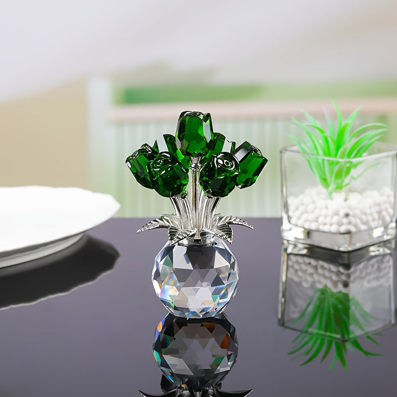 💎 50% DE RÉDUCTION ! 💎 Figurine Éternelle en Cristal – Rose dans un Vase, Symbole d’Amour Inaltérable & Décoration de Luxe 🌹✨