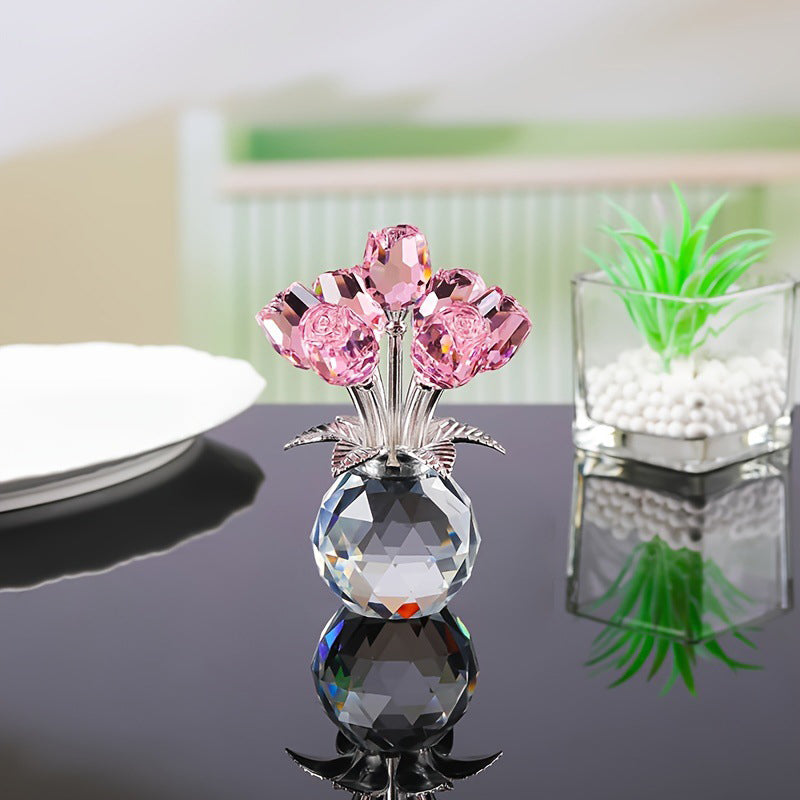 💎 50% DE RÉDUCTION ! 💎 Figurine Éternelle en Cristal – Rose dans un Vase, Symbole d’Amour Inaltérable & Décoration de Luxe 🌹✨