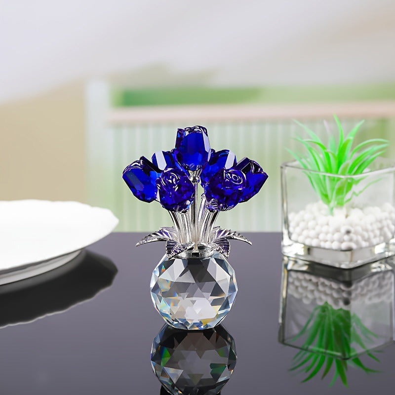 💎 50% DE RÉDUCTION ! 💎 Figurine Éternelle en Cristal – Rose dans un Vase, Symbole d’Amour Inaltérable & Décoration de Luxe 🌹✨