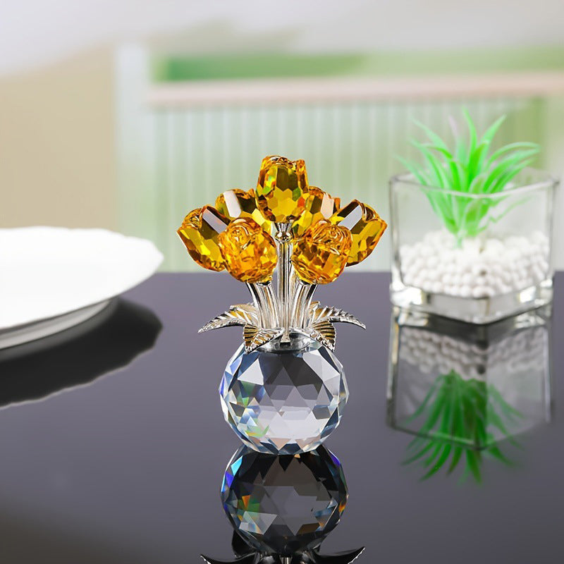 💎 50% DE RÉDUCTION ! 💎 Figurine Éternelle en Cristal – Rose dans un Vase, Symbole d’Amour Inaltérable & Décoration de Luxe 🌹✨