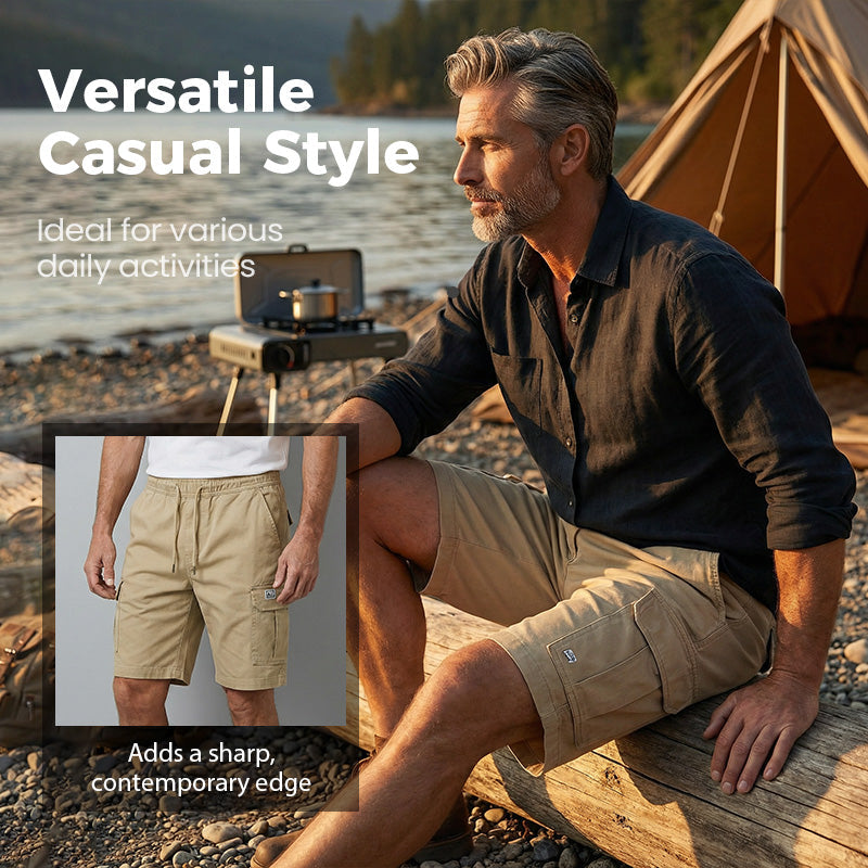 🩳 50% DE RÉDUCTION 💥 Short cargo léger à cordon – Tissu respirant, multi-poches & coupe confort – Parfait pour le quotidien, les voyages ou les journées actives – polyvalent et pratique 👖