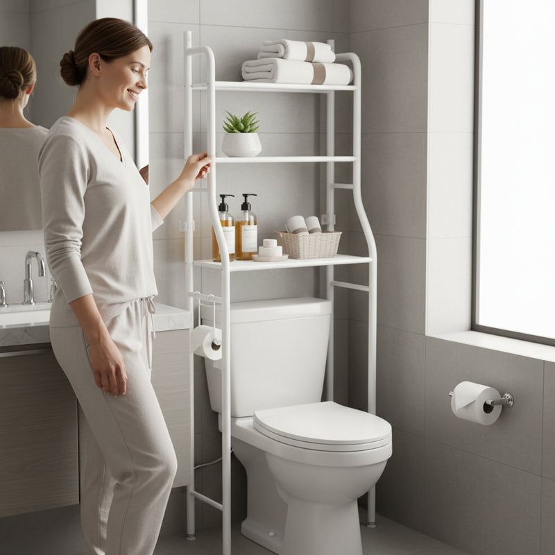 🚽 50% DE RÉDUCTION! 🛁 Étagère de Rangement 3 Niveaux pour Toilettes – Économiseur d‘Espace, Installation Facile & Support Jusqu‘à 20kg 📦