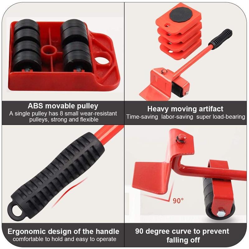 🪑💪 PROMO FLASH : 50% DE RÉDUCTION ! Ensemble d'Outils de Levage & Déplacement de Meubles – Levier, 4 Patins à Roulettes Multi-Directionnelles & Capacité 100 kg for Déplacer Canapés et Réfrigérateurs Sans Effort ✨
