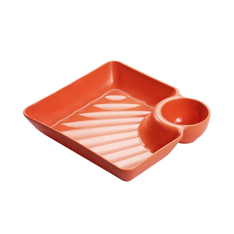 💎 ACHETEZ 2, OFFERT 1 ! 💎 Assiette à Snacks avec Compartiment Sauce Intégré – Anti-Dérapant, Sans BPA & Facile à Nettoyer 🥄🍽️