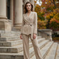 👔 51% DE RÉDUCTION! ✨ Ensemble Blazer & Pantalon Jambes Larges Femme – Ceinture Nœud, Coupe Flatteuse & Style Polyvalent 💃