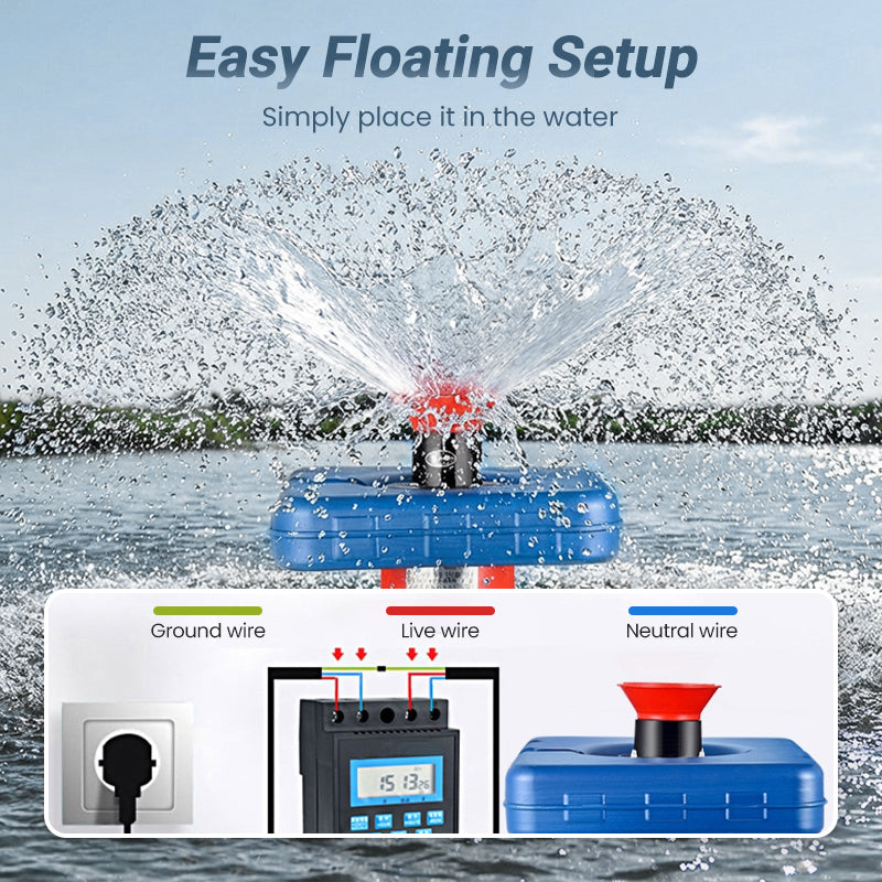 📢 50% DE RÉDUCTION ! ⏰ Aérateur et Pompe de Bassin 2-en-1 – Moteur Cuivre 550W, Débit 12m³/h & Base Flottante – Oxygénation et Irrigation pour un Écosystème Sain 🌊🐟✨