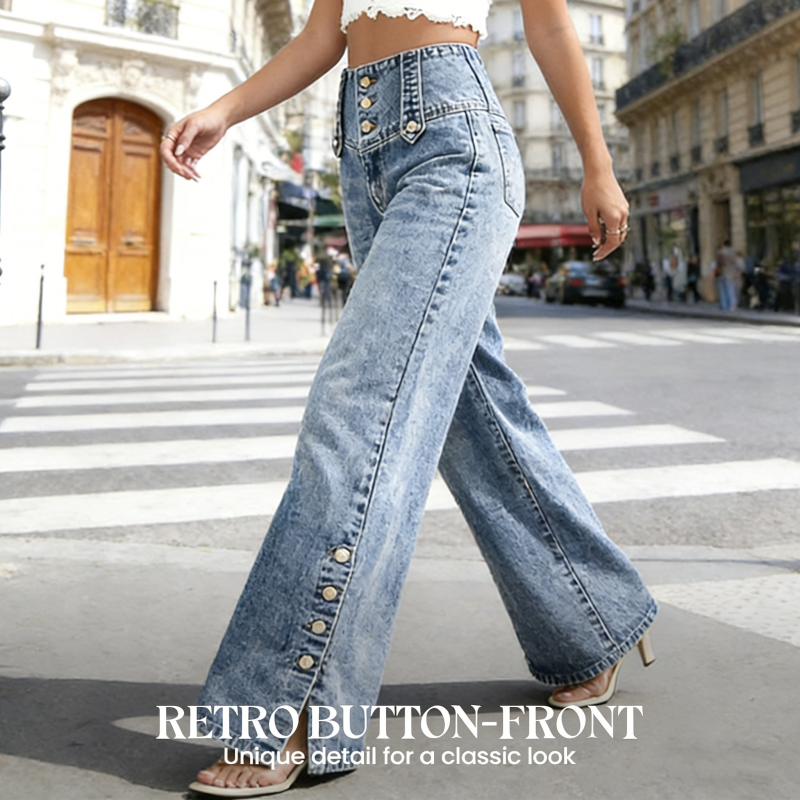 💐50% DE RÉDUCTION ! Jean Jambe Large Taille Haute – Coupe Fluide & Élégante 🌬️👖【Prix Spécial】