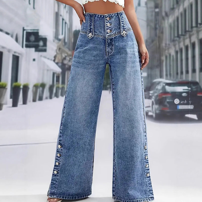💐50% DE RÉDUCTION ! Jean Jambe Large Taille Haute – Coupe Fluide & Élégante 🌬️👖【Prix Spécial】