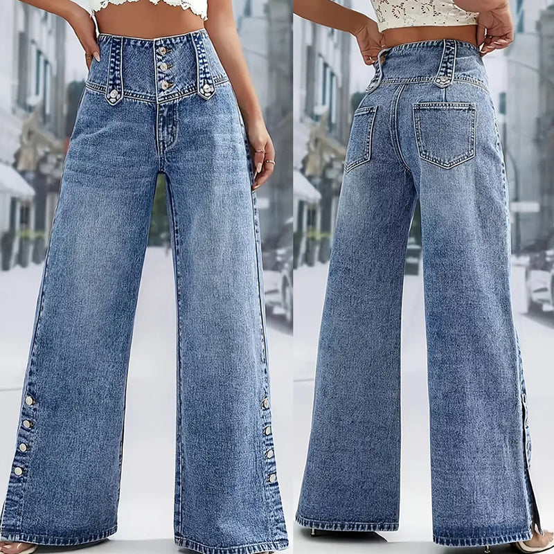 💐50% DE RÉDUCTION ! Jean Jambe Large Taille Haute – Coupe Fluide & Élégante 🌬️👖【Prix Spécial】