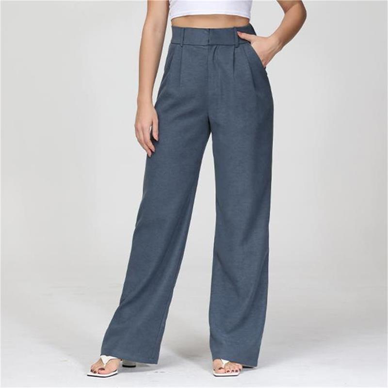 Pantalon taille haute à jambes larges et coupe ajustée
