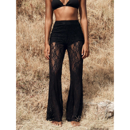 👖Pantalon Évasé en Dentelle, Taille Haute & Doublure Intégrée – Style Boho-Chic & Silhouette Allongée🌸