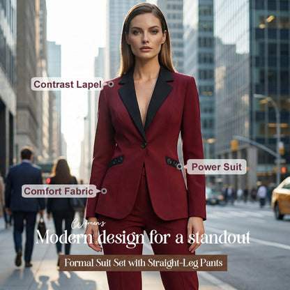 💐53% DE RÉDUCTION – TEMPS LIMITÉ ! Ensemble Formel avec Pantalon Droit – Polyester Durable & Élégant 🖤👖【Promo Flash】