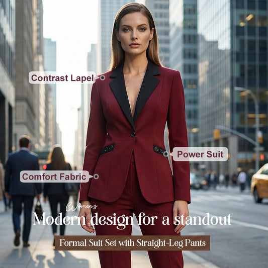 💐53% DE RÉDUCTION – TEMPS LIMITÉ ! Ensemble Formel avec Pantalon Droit – Polyester Durable & Élégant 🖤👖【Promo Flash】