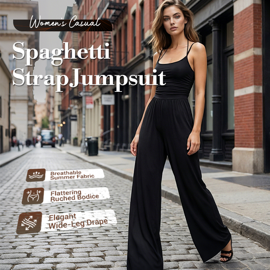👗 50% DE RÉDUCTION! 🌸 Combinaison-Pantalon Décontractée Femme à Fines Bretelles – Tissu Fluide, Coupe Large & Look Estival ☀️