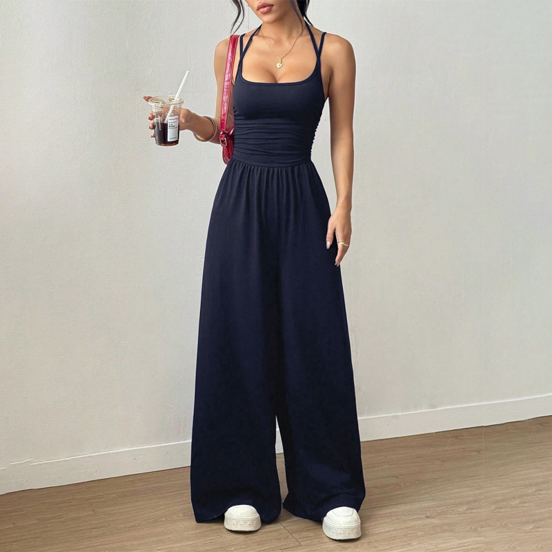 👗 50% DE RÉDUCTION! 🌸 Combinaison-Pantalon Décontractée Femme à Fines Bretelles – Tissu Fluide, Coupe Large & Look Estival ☀️