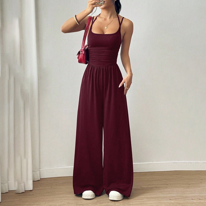 👗 50% DE RÉDUCTION! 🌸 Combinaison-Pantalon Décontractée Femme à Fines Bretelles – Tissu Fluide, Coupe Large & Look Estival ☀️