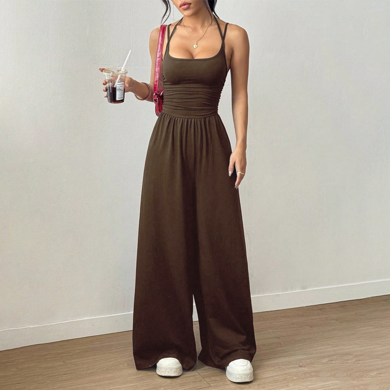 👗 50% DE RÉDUCTION! 🌸 Combinaison-Pantalon Décontractée Femme à Fines Bretelles – Tissu Fluide, Coupe Large & Look Estival ☀️