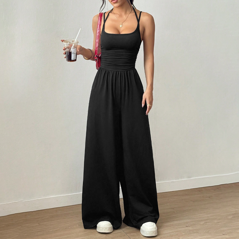 👗 50% DE RÉDUCTION! 🌸 Combinaison-Pantalon Décontractée Femme à Fines Bretelles – Tissu Fluide, Coupe Large & Look Estival ☀️