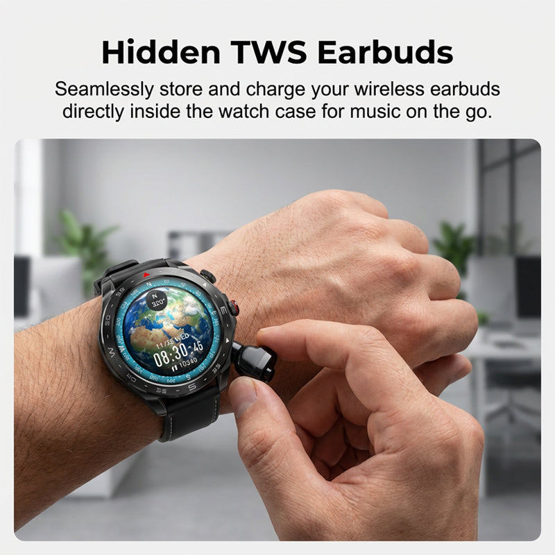 Montre connectée 2 en 1 avec écouteurs TWS intégrés