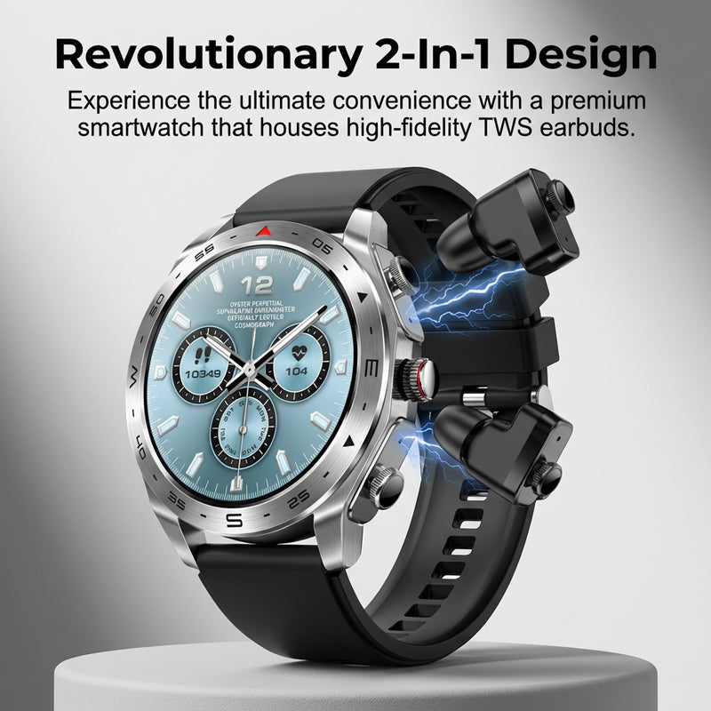 Montre connectée 2 en 1 avec écouteurs TWS intégrés