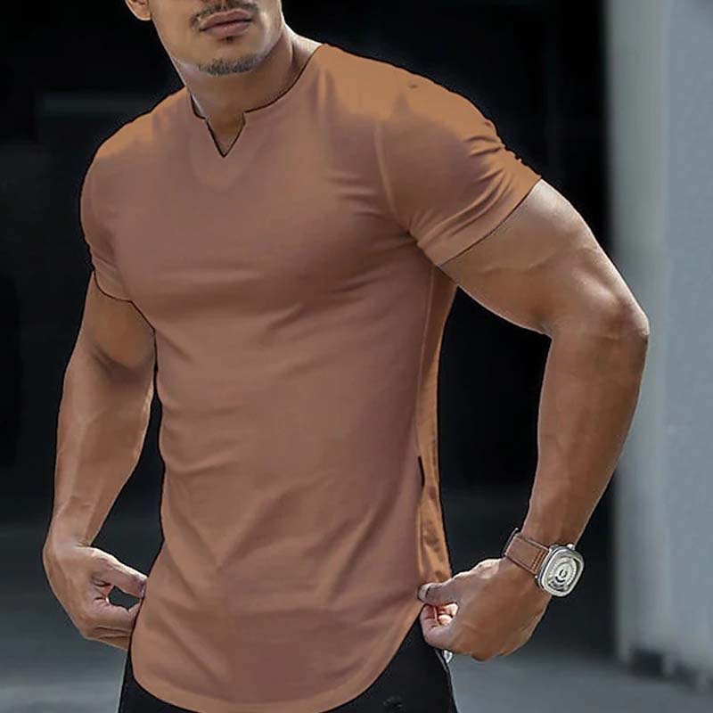 💎 50 % DE RÉDUCTION EN CE MOMENT ! ⚡ T-shirt de sport unie pour homme – Coupe ajustée, encolure en V échancrée et tissu extensible haut de gamme 👕🔥