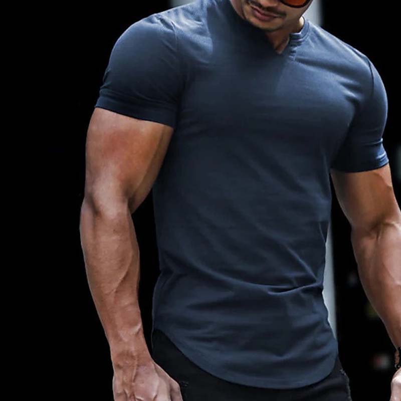 💎 50 % DE RÉDUCTION EN CE MOMENT ! ⚡ T-shirt de sport unie pour homme – Coupe ajustée, encolure en V échancrée et tissu extensible haut de gamme 👕🔥